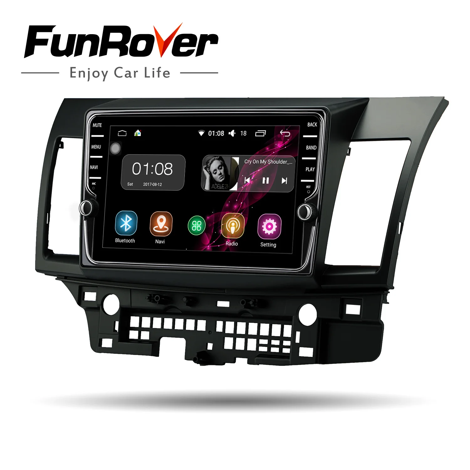 Clearance Funrover 9"Android 8.0 Car dvd radio player for MITSUBISHI LANCER 2007-17 2 din gps Navigation multimedia stereo 2G RAM 32G ROM 3