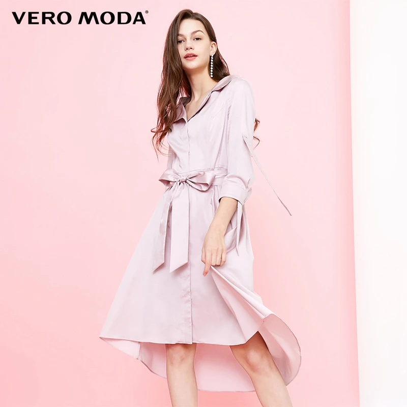 Vero Moda платье женское декоративные ленты 3/4 рукава однобортное платье-рубашка | 31837C508