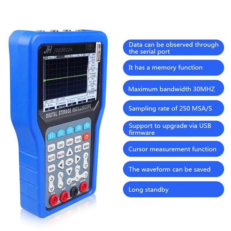 Jinhan Ручной осциллограф JDS3022A цифровой хранения 500MSa/S Max образцы 50 МГц 2CH DDS генератор JDS3022A