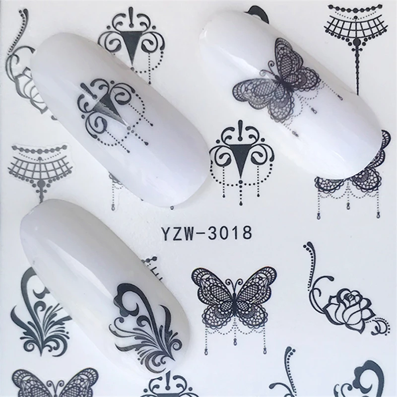 Yzwle 1 лист опционально разные цвета Перо Модный ноготь Искусство Декор водные переводные наклейки на ногти наклейка для дам наклейки