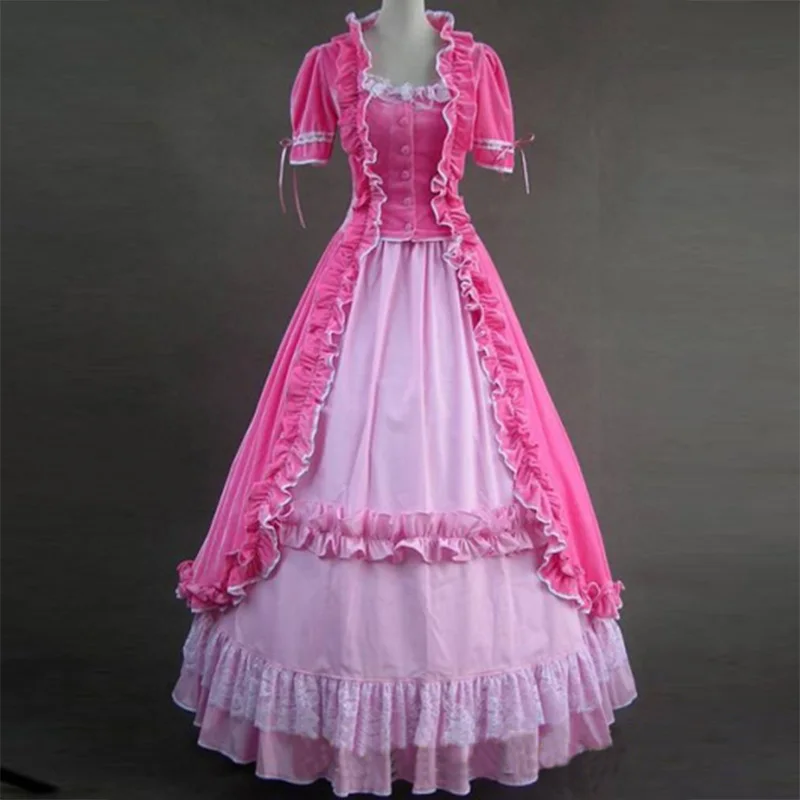 

Medieval Short Sleeve Gothic Victorian Period Party Dress European Court Princess Ball Gown Costumes For 2018