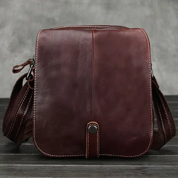 

BULLCAPTAIN Genuine Leather Men Messenger Bags Retro Oil Wax Cowhide High Quality Vintage Business Cross Body Shoulder Bag
