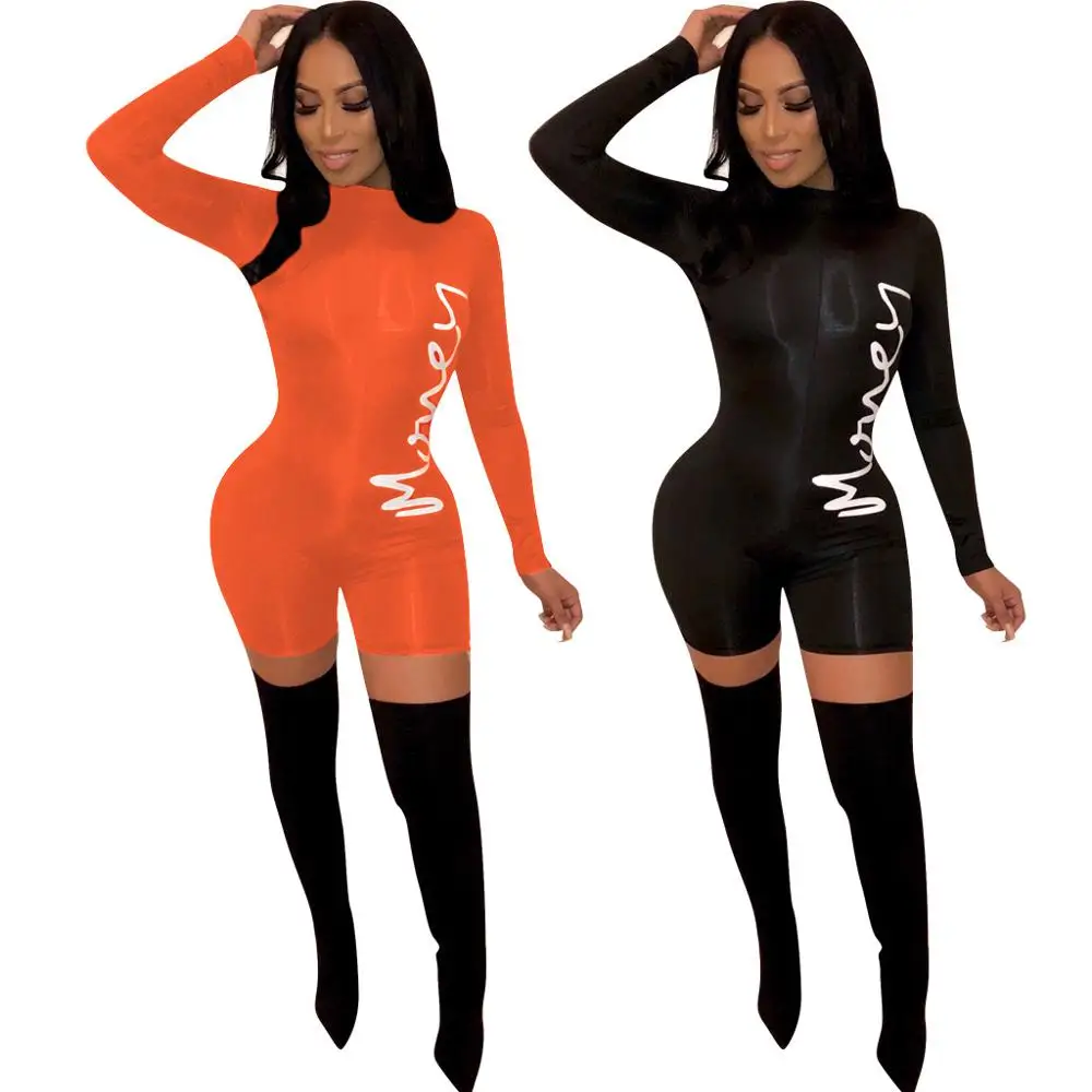 

women new 2019 Full Sleeve jumpsuits outfits Overalls high waist Letter O-Neck Playsuits straight long 3 colors rompers 6194