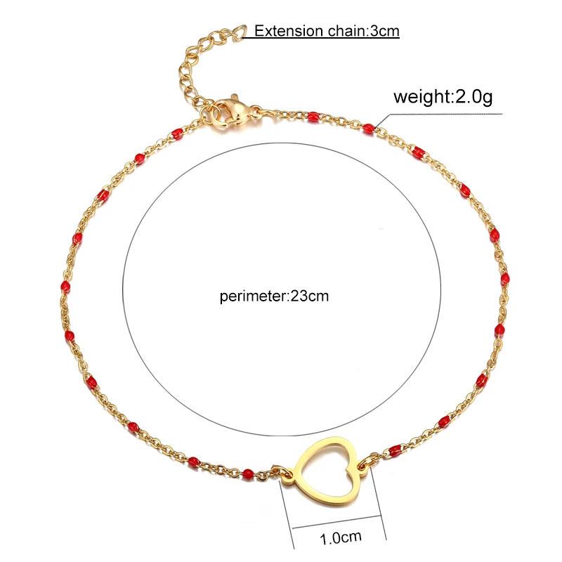 Fashion Colorful Stainless Steel Anklet Women's Beads Gold Pendant Barefoot Sandals Beach Bracelet Foot Jewelry Accessories