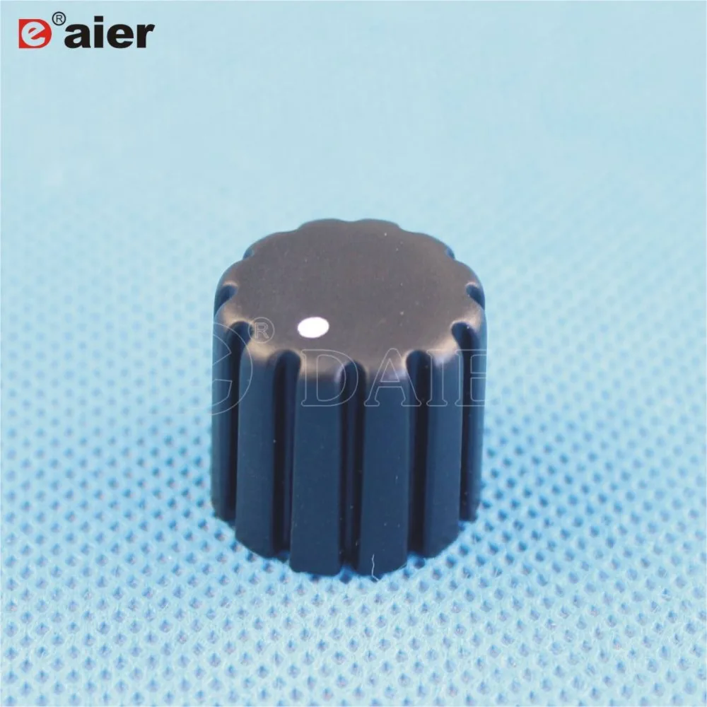 

100PCS KN-034 black/grey 18 teeth 6mm potentiometer knurled plastic knob with white point