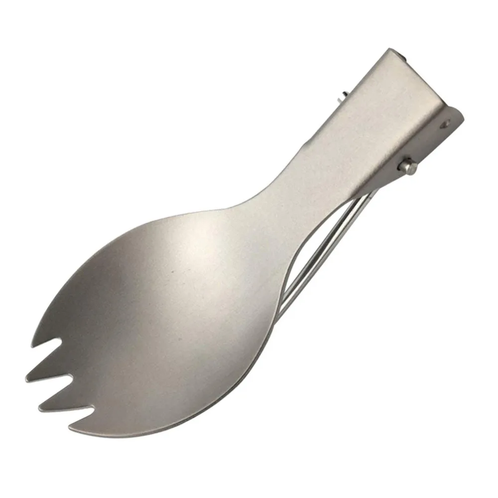 

Outdoor Camping Folding Picnic Titanium Spoon Tableware Titanium Fork Ultralight Pure Titanium Spork