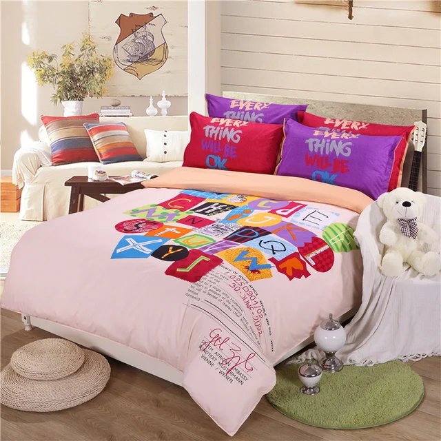 fun letters bedding sets duvet cover bed sheets sets fleece cotton christmas fleece sheets