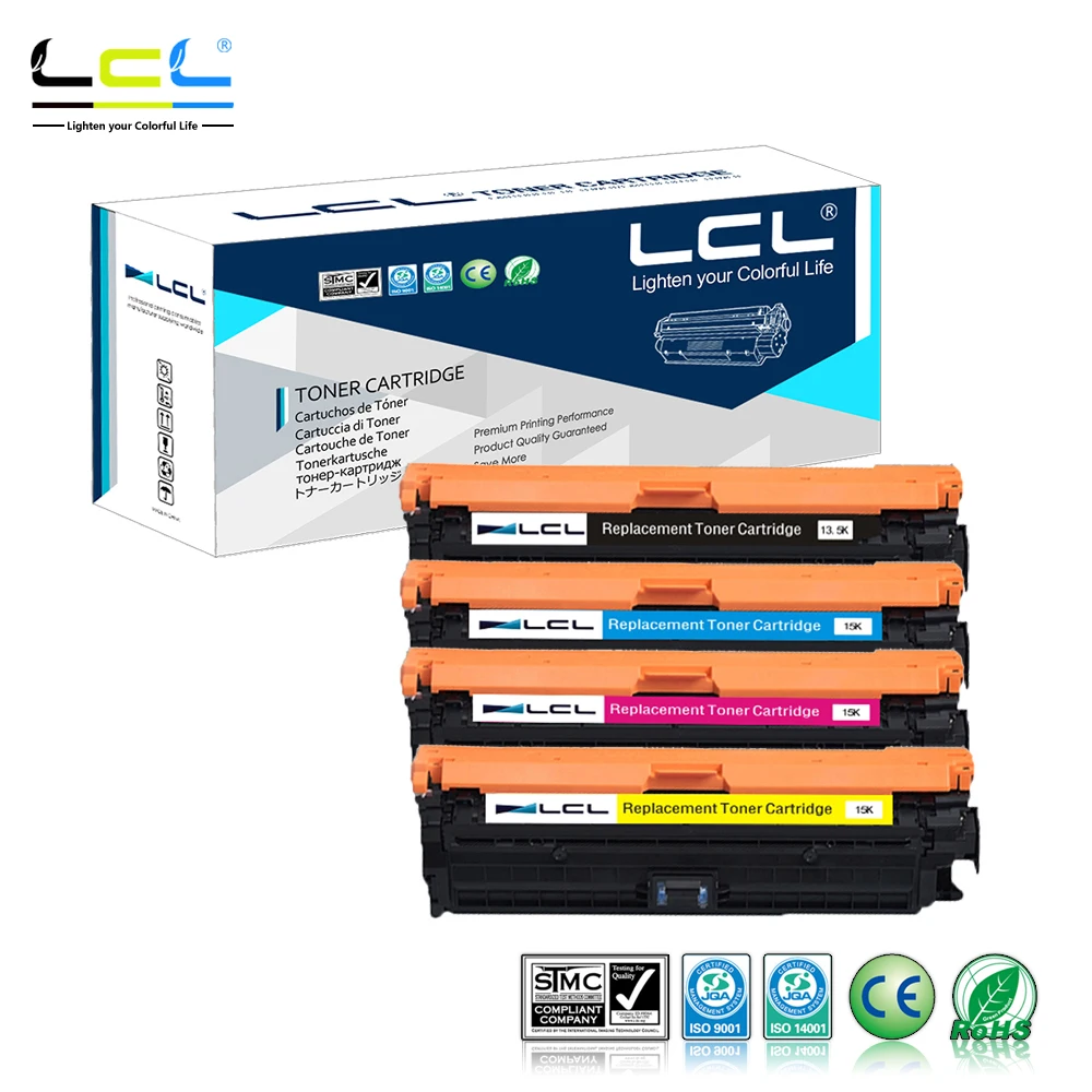 

LCL 650A CE270A CE271A CE272A CE273A (4-Pack) Toner Cartridge Compatible for HP Color LaserJet Enterprise CP5525, CP5525dn