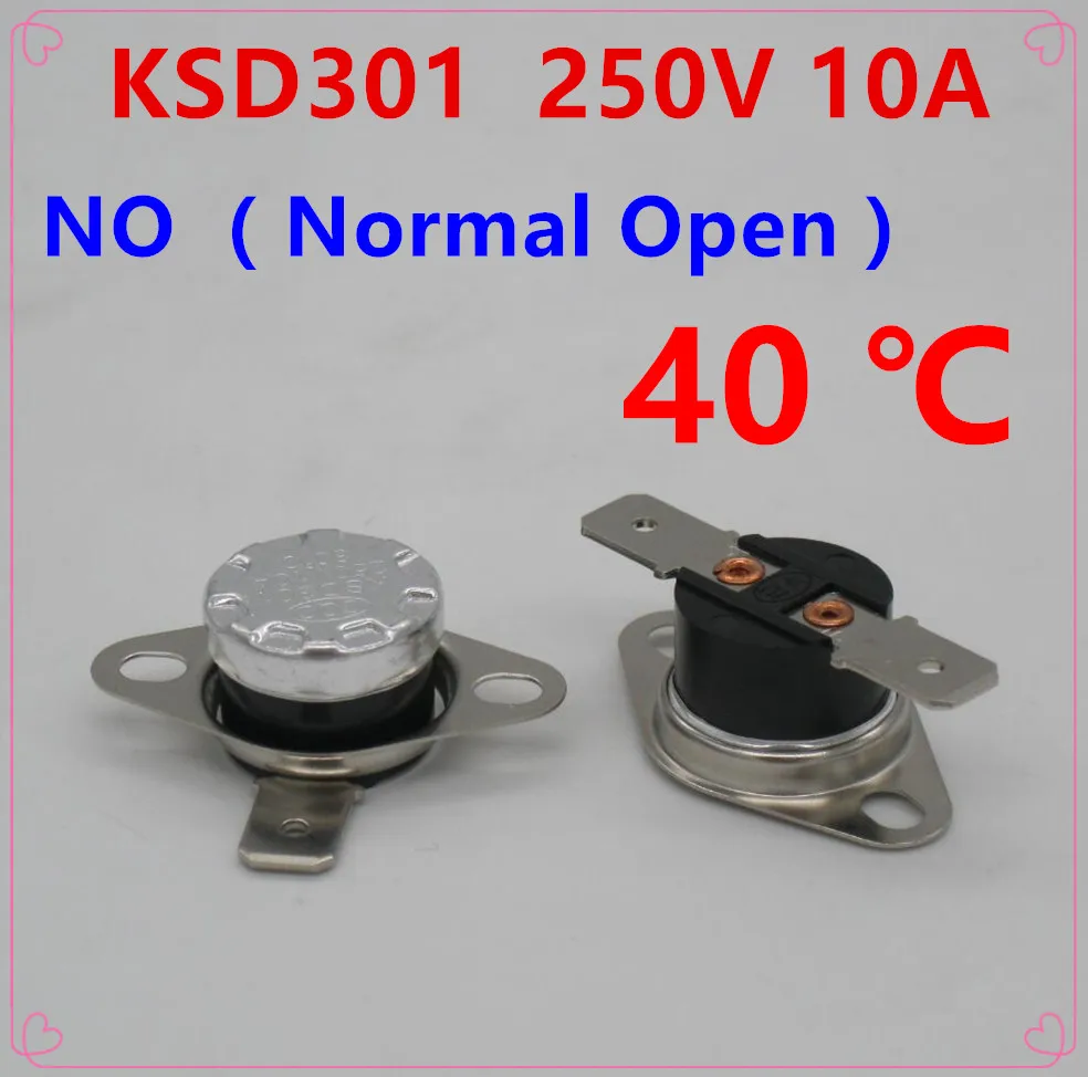 10pcs/lot KSD301 10A250V 40 Degree Celsius (N.O.) Normally Open