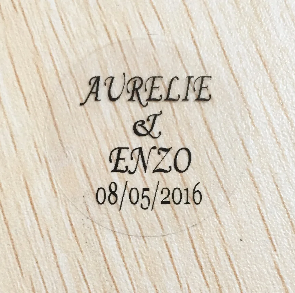 

90 pcs 5 CM Wedding bridal shower Labels Personalized date and name Invitation round clear Envelope Seals stickers labels