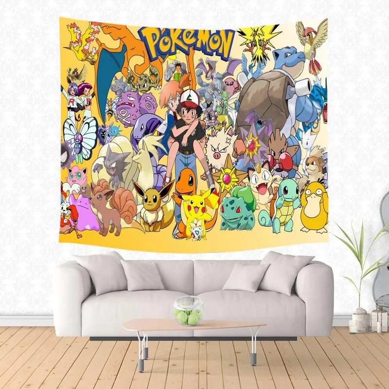 

Pokemon Go Pattern Wall Hanging Tapestry Custom Beach Towel Polyester Travel Blanket Yoga Shawl Picnic Mat