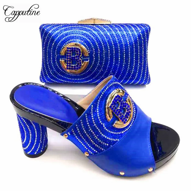 

Capputine Italian Summer Handmade Shoes And Bag Set African Decorated With Rhinestone Shoes And Bag Set For Evening Dress