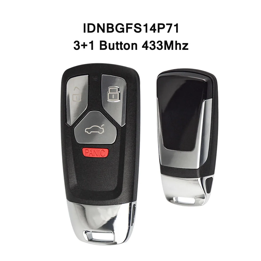 OkeyTech 3/4 Button 315/433mhz Keyless Entry Car Remote Key Smart Card for Audi A4 A5 Q7 TT 2016 2017-Up with Uncut HU66 Blade