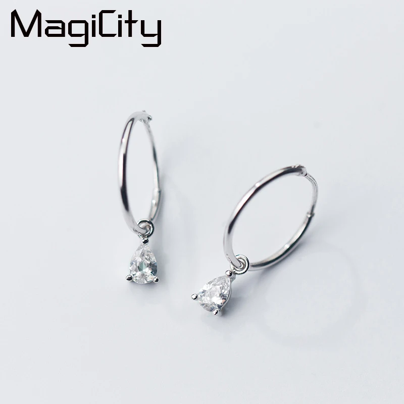 

Exquisited 925 Sterling Silver Waterdrop Charm Hoop Earring for Women Simple Ear Piercing Huggie Earrings Bohemia Bijoux Brincos
