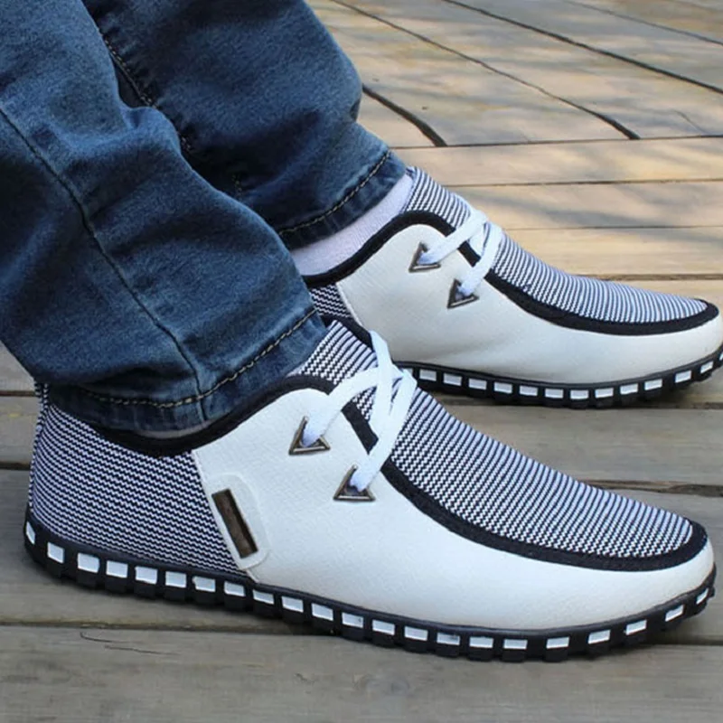 Taille Glissent Appartements Sur 46 017 blue white Hommes Italien Casual Plat Conduite Mocassins De Chaussures Xx 39 Black Zapatillas Mode Hombre n1IXpOB1