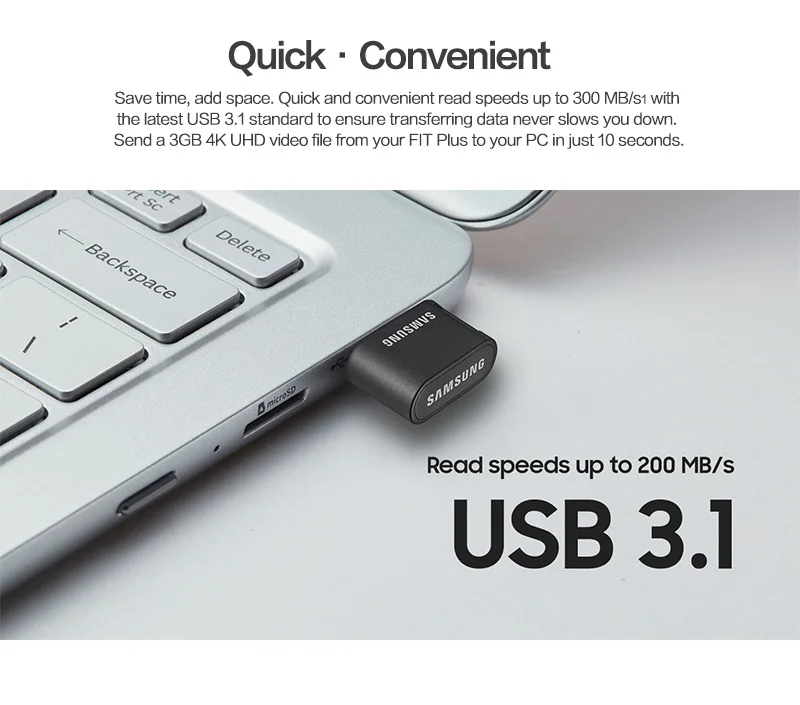 SAMSUNG USB 3,1 флеш-накопитель FIT PLUS USB флэш-накопитель 32 Гб 64 Гб карта памяти высокоскоростной 128 ГБ USB мини U диск