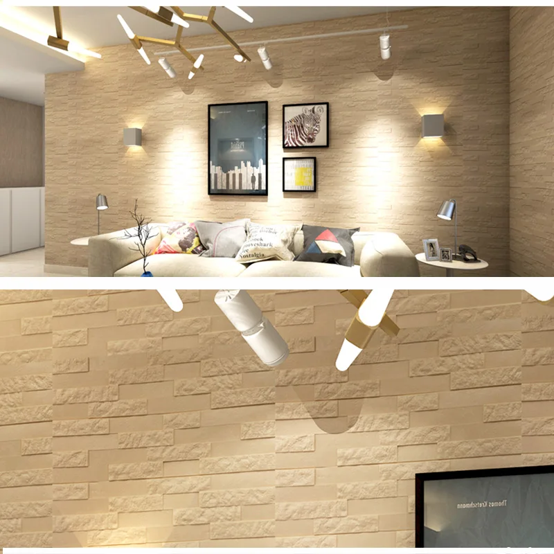 

DIY Self Adhensive 3D Brick Wall Stickers Living Room Decor Foam Waterproof Wall Covering Wallpaper For TV Background Kids Room