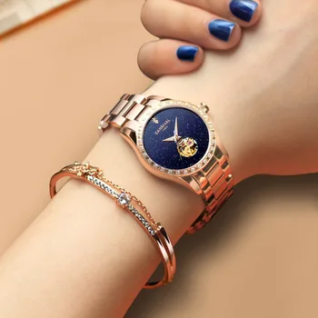 

Carnival Luxury Brand Rose Gold Women Watches Dress Automatic Mechanical Wristwatch Steel Waterproof Girl Clock relogio feminino
