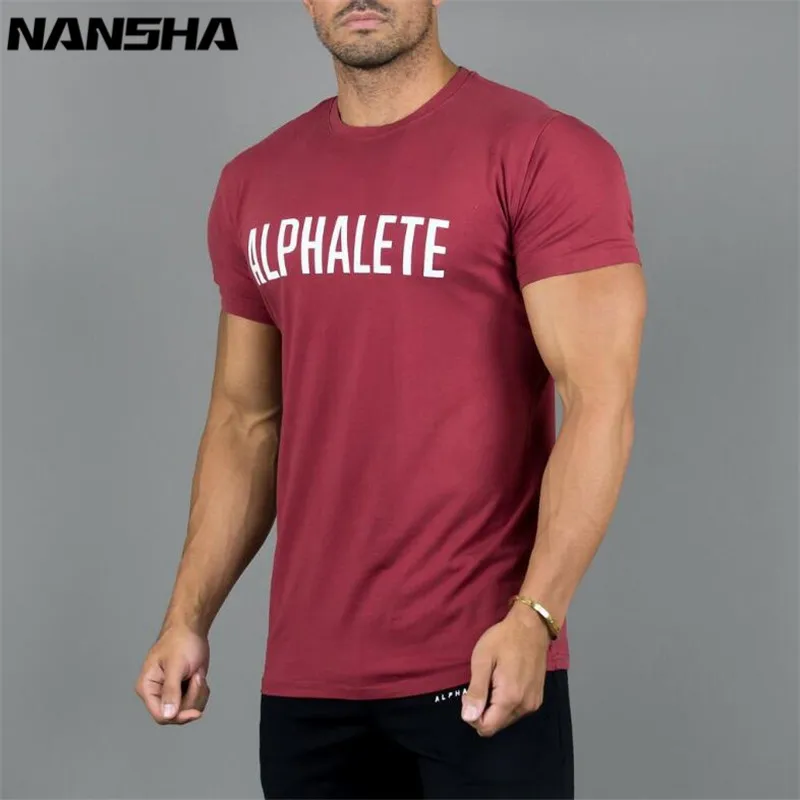 جديد كمال الاجسام و اللياقة البدنية رجل قصيرة الأكمام القطن تي شيرت صالات رياضية ALPHALETE طباعة قميص الرجال العضلات الجوارب اللياقة البدنية تي ...