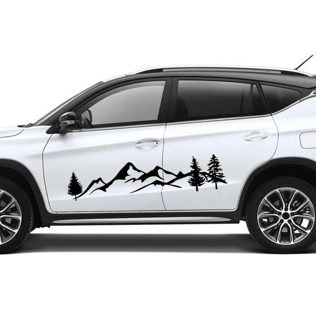 1pc 100cm Tree Mountain Forest Car Sticker SUV RV Camper Offroad Truck PET Decal