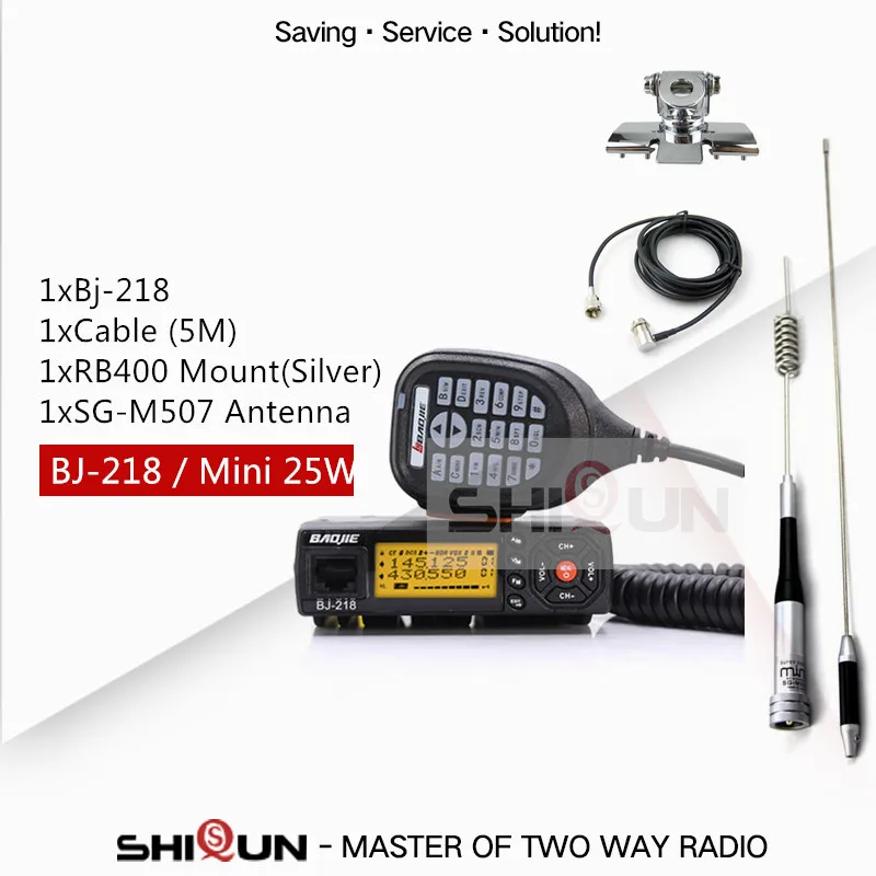 

25W Mobile Car Walkie Talkie BJ-218 with Antenna SG-M507 Z218 UHF VHF Dual Band Mini Car Radio 10 KM Baojie BJ 218 Long Range