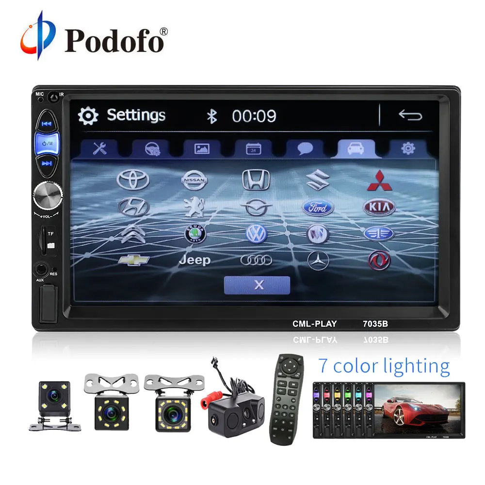 

Podofo 2din Android Mirror Link Car Radio 7" Multimedia MP5 Player subwoofer Autoradio Bluetooth Rear View Camera tape recorder