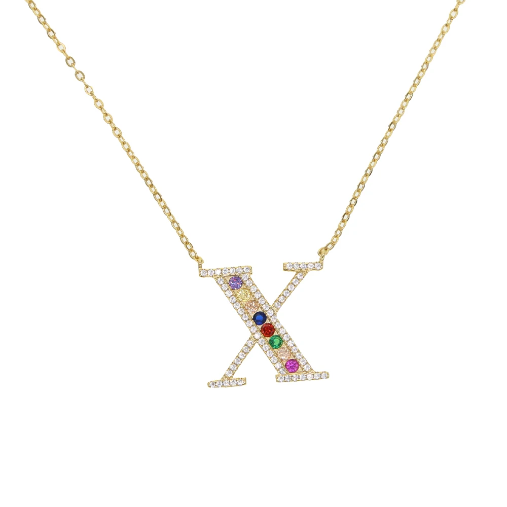 

2019 Mini personalized name letter necklace rainbow cz Initials letter Alphabet Long women A to Z charming gorgeous jewelry