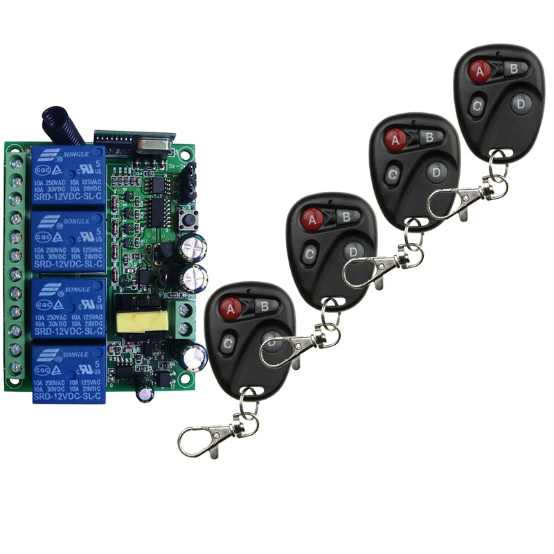 AC110V 220V 230V 4CH 4 CH канала 10A реле RF Беспроводной переключатель системы