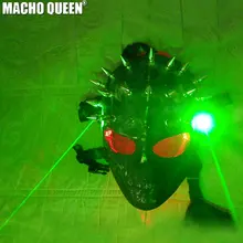 Стримпанк сжигание человек Спайк светодиодный лазерный Череп Маска Костюм респиратор кибер Косплей летний фестивальный рейв одежда наряды