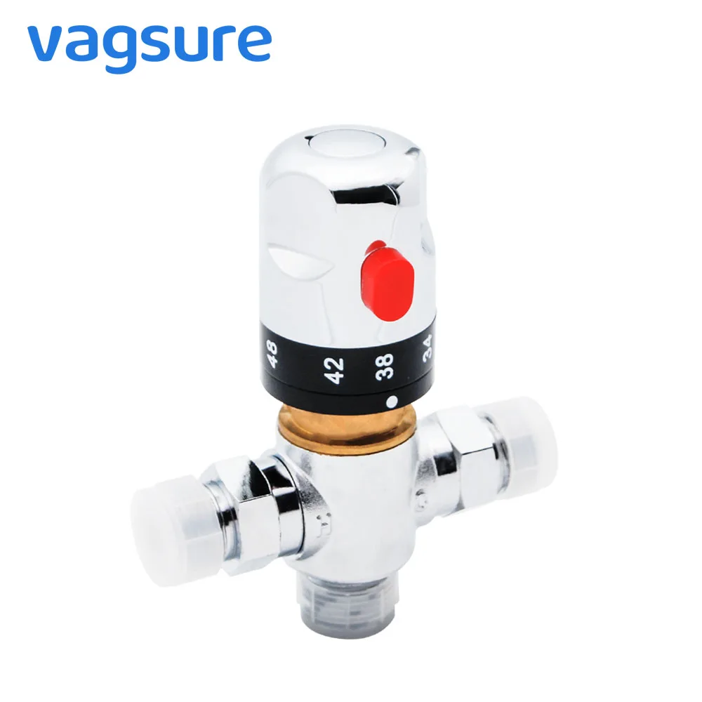 Vagsure Brass Thermostatic Pipe Mixing Valve Bathroom Shower Faucet Tap Ceramic Temperature
