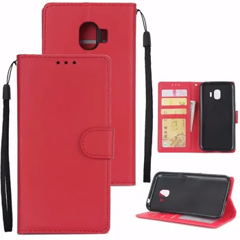 

10pcs/lot free shipping Solid color Wallet PU Leather +TPU Case FOR Samsung Galaxy J2 PRO 2018 J7PLUS C8 With Photo Frame Card