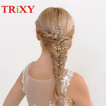 TRiXY H06-G, золото, с тяжелым жемчугом, свадебные аксессуары с флорой стиль, жемчуг, бисером, свадебный гребень для свадьбы и вечеринки