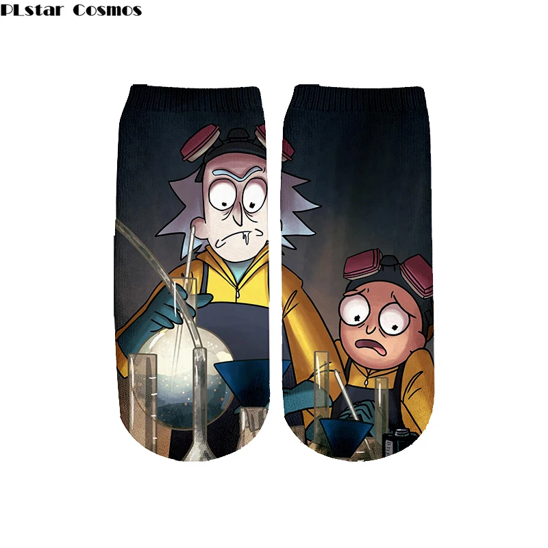 Модные хип-хоп аниме мультфильм Рик и Морти 3D печать укороченные носки цветные колготки плотные милые galaxy шланг повседневные короткие носки