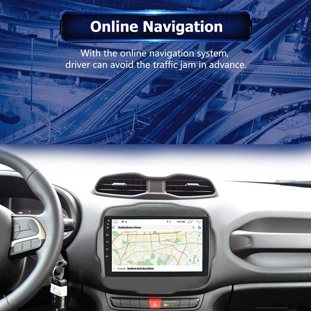 Top 2din 9 inch Android 8.1 Car Stereo Radio Multimedia 2G DDR3 Video Player Navigation GPS For Jeep Renegade 2015 2016 2017 no dvd 1