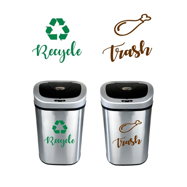 Recycle and Trash Sign Decals , Trash Can Green Recycle Vinyl Sticker