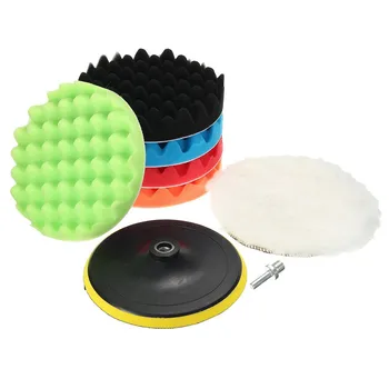 

7 pcs Car Sponge Polishing Pad Set Buffing Waxing Pad For Car Polisher Buffer Drill Adapter Wheel polisher #T15