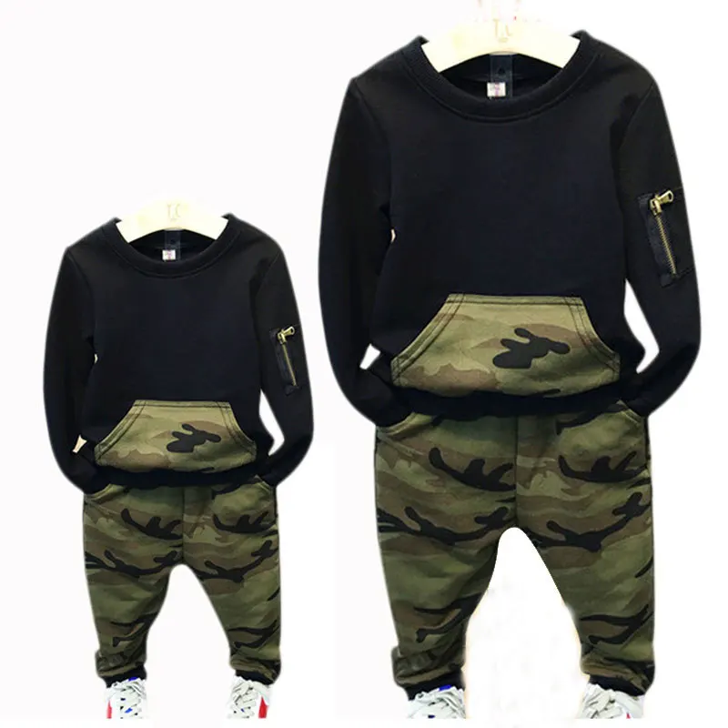 

Baby army camouflage suits fall spring casual sweatshirt two piece set tracksuit tops and pants casual sportwear kid sport suits