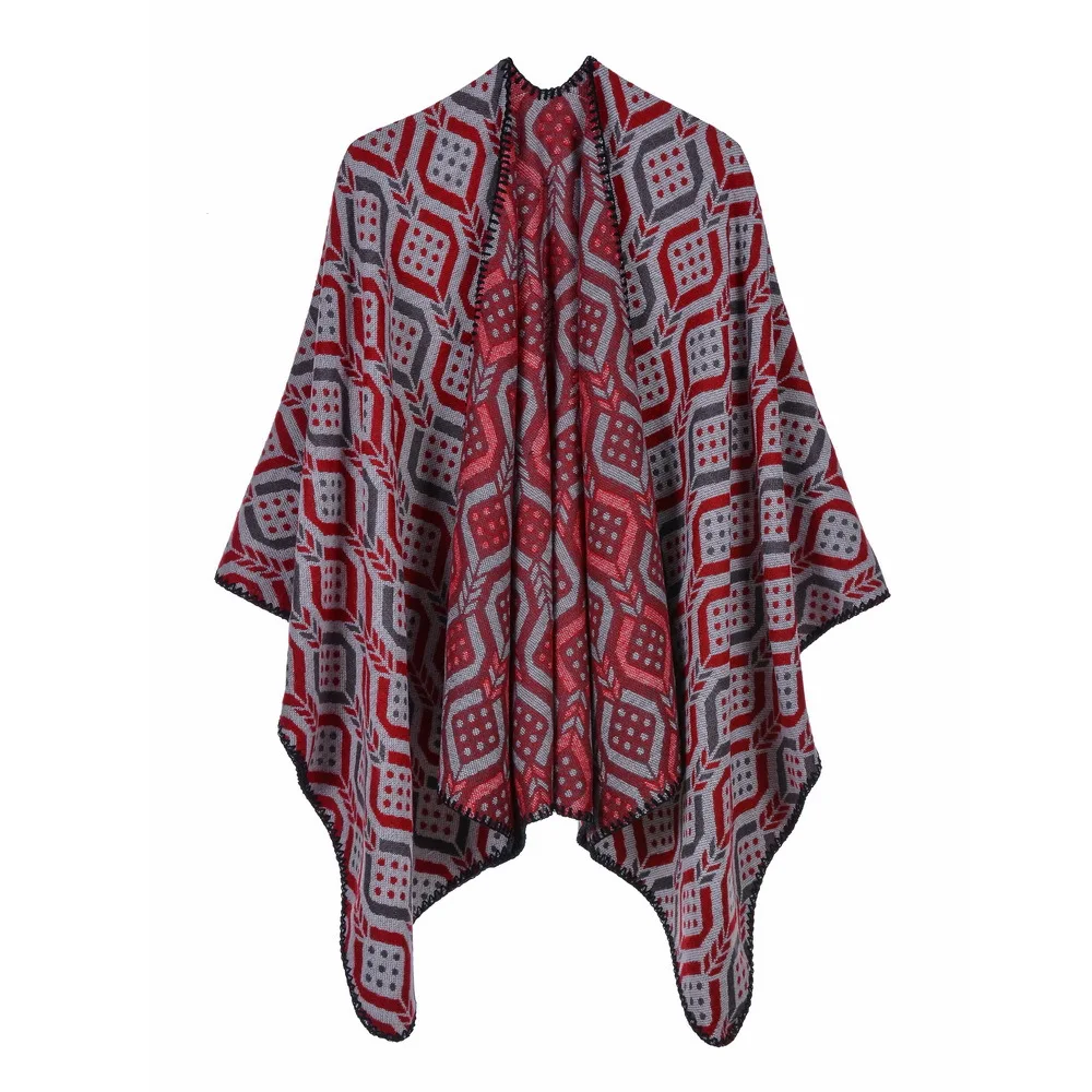 

Rhombic Wave Point Poncho 2019 New Cashmere Scarves Women Winter Warm Shawls and Wraps Brand Designer Pashmina Thick Capes Femme