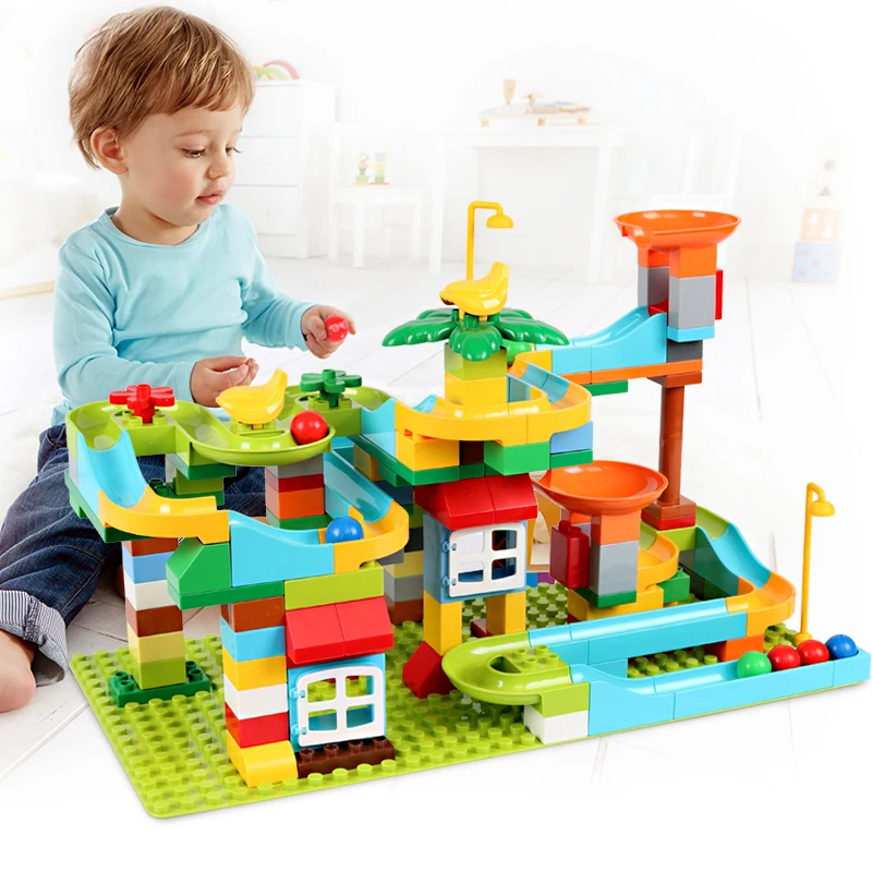 

153pcs Marble Race Run Maze Ball Track Building Blocks Compatible LegoINGlys Duploe ABS Funnel Slide Assemble Bricks Blocks Toys