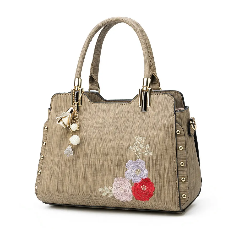 

Ladies 2018 New Handbags Fashion PU Handbags Women's Casual Shoulder Bag with Embroidery
