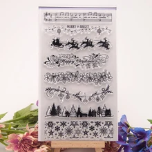 

LGOGO Music Merry Christmas Stamps For Scrapbooking Christmas Clear Stamps Christmas Tree Flower Clear Stamps Deer Santa Claus