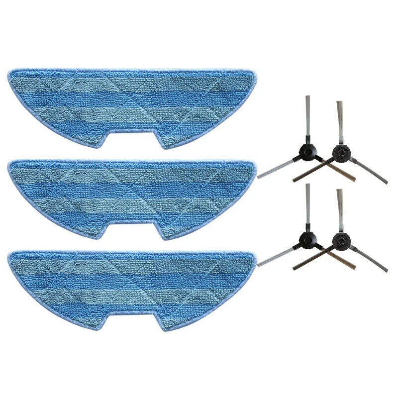 

4X Side Brush + 3X Mop For Proscenic Vslam-811Gb Vslam-911Se Sweeper 811Gb 911Se