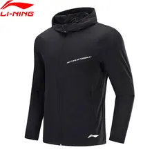 Li-Ning мужские баскетбольные спортивные ветровки, приталенные, 90% нейлон, 10% спандекс, подкладка, с капюшоном, спортивное пальто AFDP223 MWF399