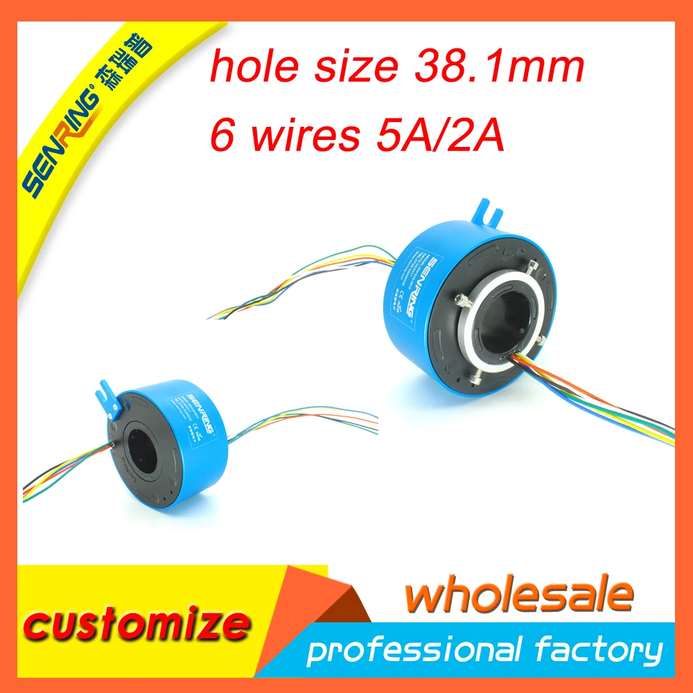 

Electrical slip ring industrial used 6 signal wires/2A of through bore 38.1mm slip ring SENRING