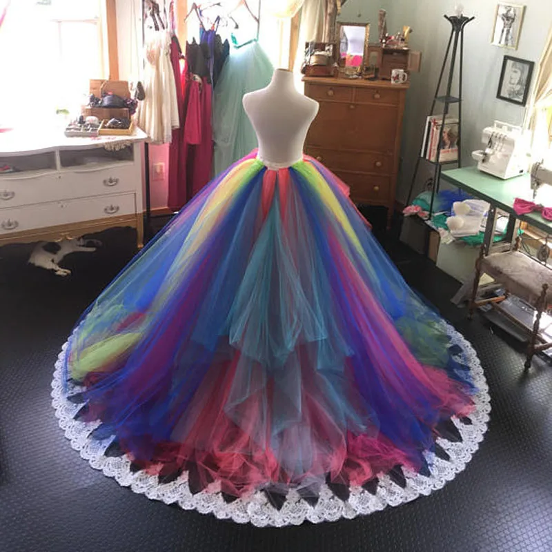 rainbow tulle skirt womens