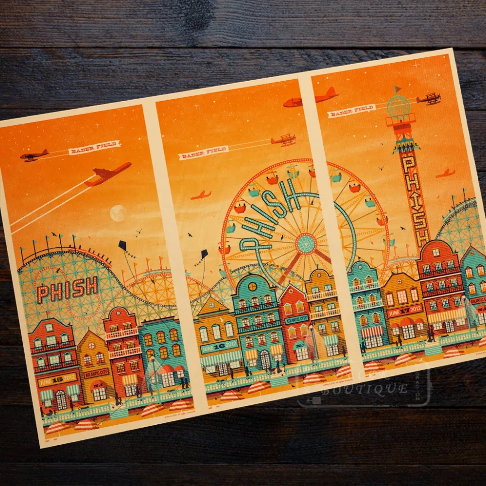 

Phish Atlantic City Trip Magic Landscape Travel Retro Vintage Poster Decorative DIY Art Home Bar Posters Decor 1PCs