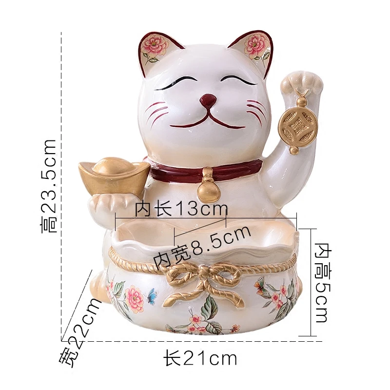 Смола Lucky cat украшения копилка кошка Статуэтка хранения пластины Фея садовые миниатюры фэншуй мини цифры дом