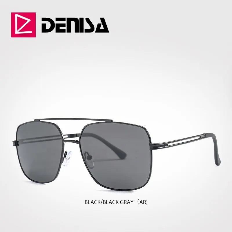 DENISA антибликовые Квадратные Солнцезащитные очки с солнцезащитными очками, Мужские поляризационные очки, Новая Мода UV400 очки для взрослых P1904 - Цвет линз: AR Black Gray