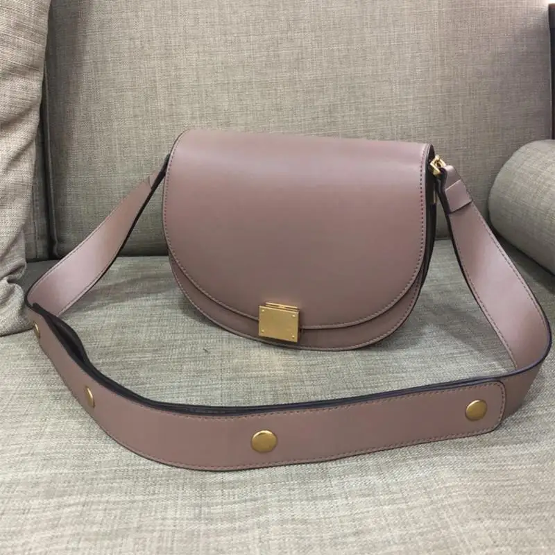 Женская сумка-седло, полукруглый, натуральная кожа, на застежке, широкий плечевой ремень, Ретро стиль, новинка, модная дизайнерская брендовая сумка через плечо - Цвет: 1