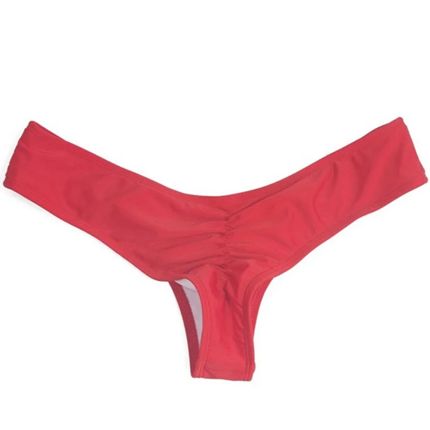 

Red Brazilian Thong Bikini Bottom Mini Panties Women Solid Swimming Trunks Briefs Bather Black Swimsuit Swimwear Bathing Suits